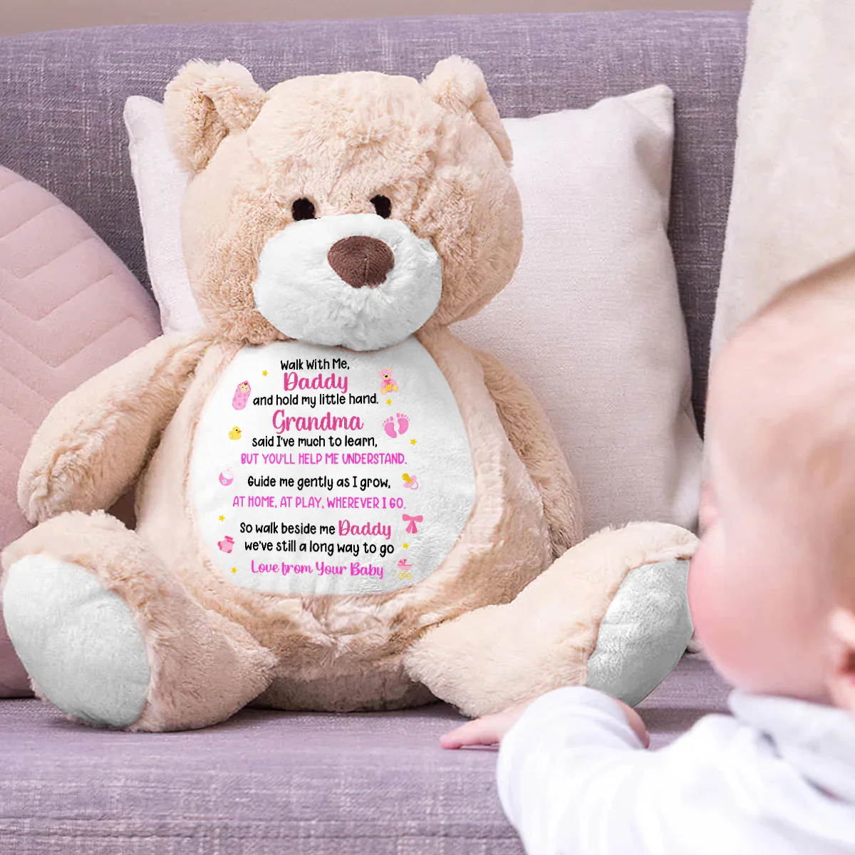 Walk With Me Daddy - Personalized Teddy Bear - Image 3