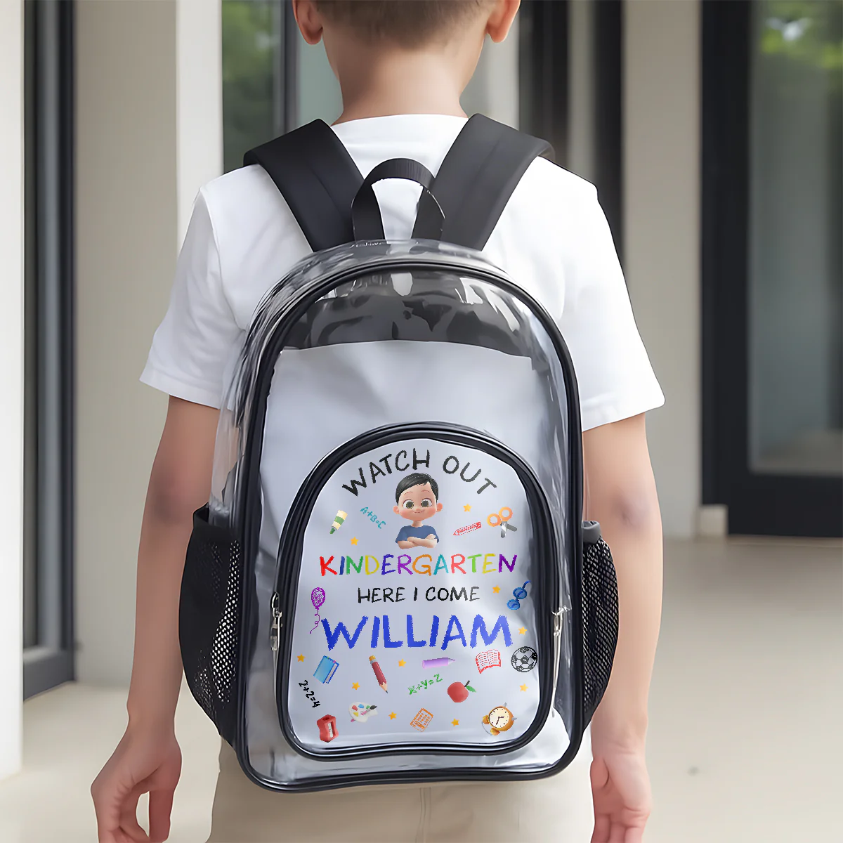 Watch Out Here I Come - Personalized Clear Backpack - Image 3