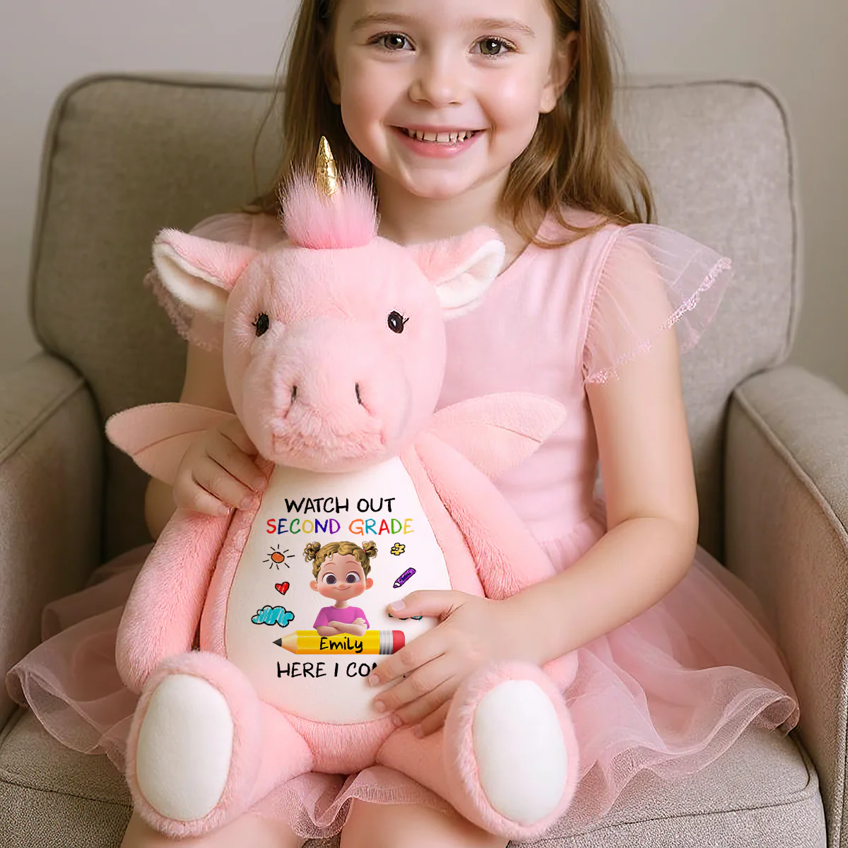 Watch Out Here I Come - Personalized Stuffed Unicorn - Image 3