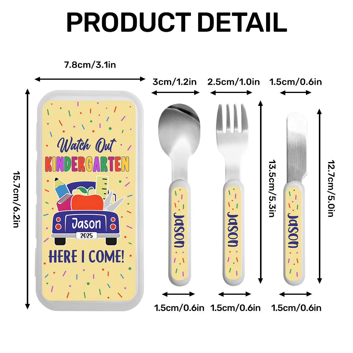 Watch Out Kindergarten Here I Come - Personalized Cutlery Set - Image 7