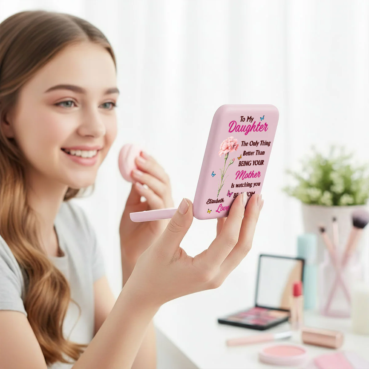 Watching You Be A Mom - Personalized LED Pocket Mirror - Image 2