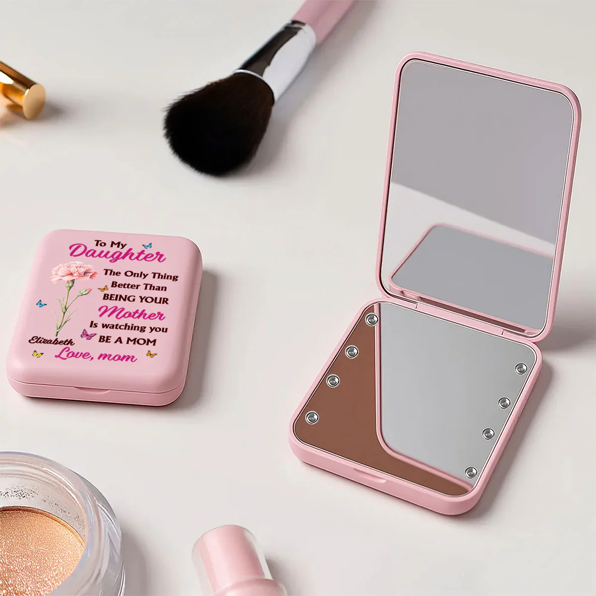 Watching You Be A Mom - Personalized LED Pocket Mirror - Image 4