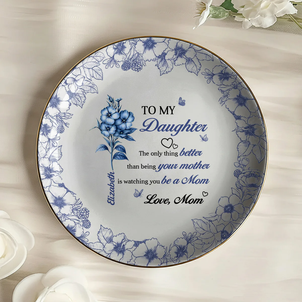 Watching You Be A Mom Toile De Jouy - Personalized Jewelry Dish - Image 2