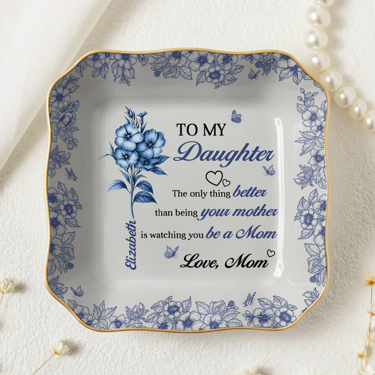 Watching You Be A Mom Toile De Jouy - Personalized Jewelry Dish - Image 4