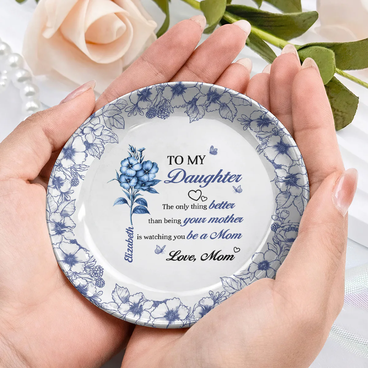 Watching You Be A Mom Toile De Jouy - Personalized Jewelry Dish - Image 5