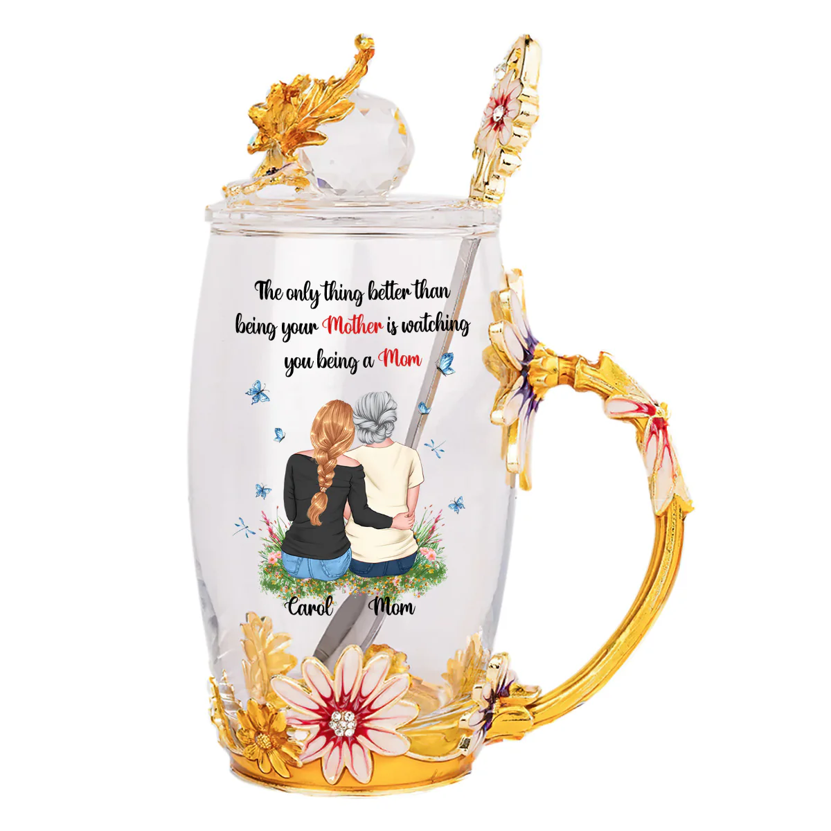 Watching You To Be A Mom - Personalized Flower Tea Cup - Image 5