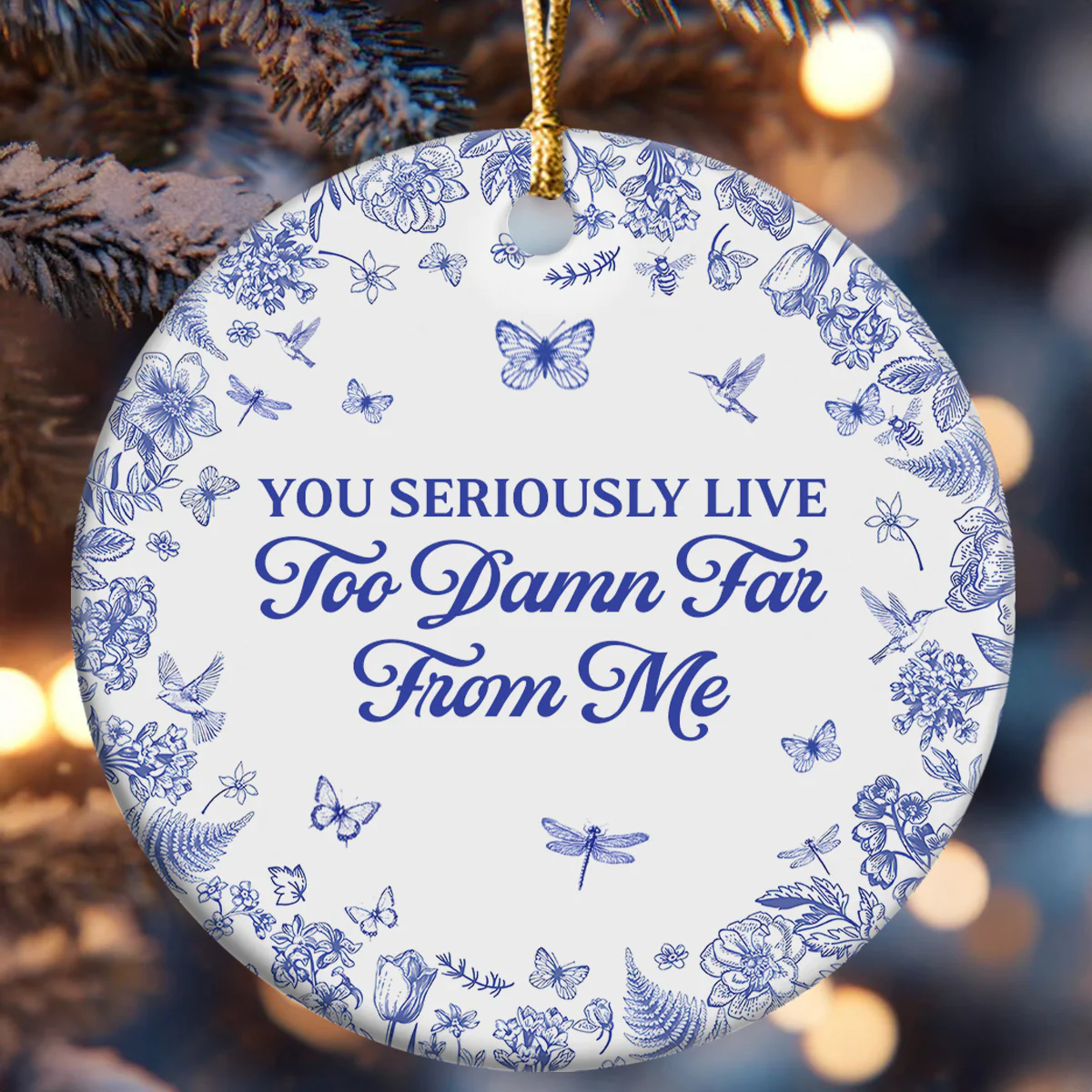 Way Too Many Miles Away - Personalized Round Shaped Ceramic Ornament - Image 6