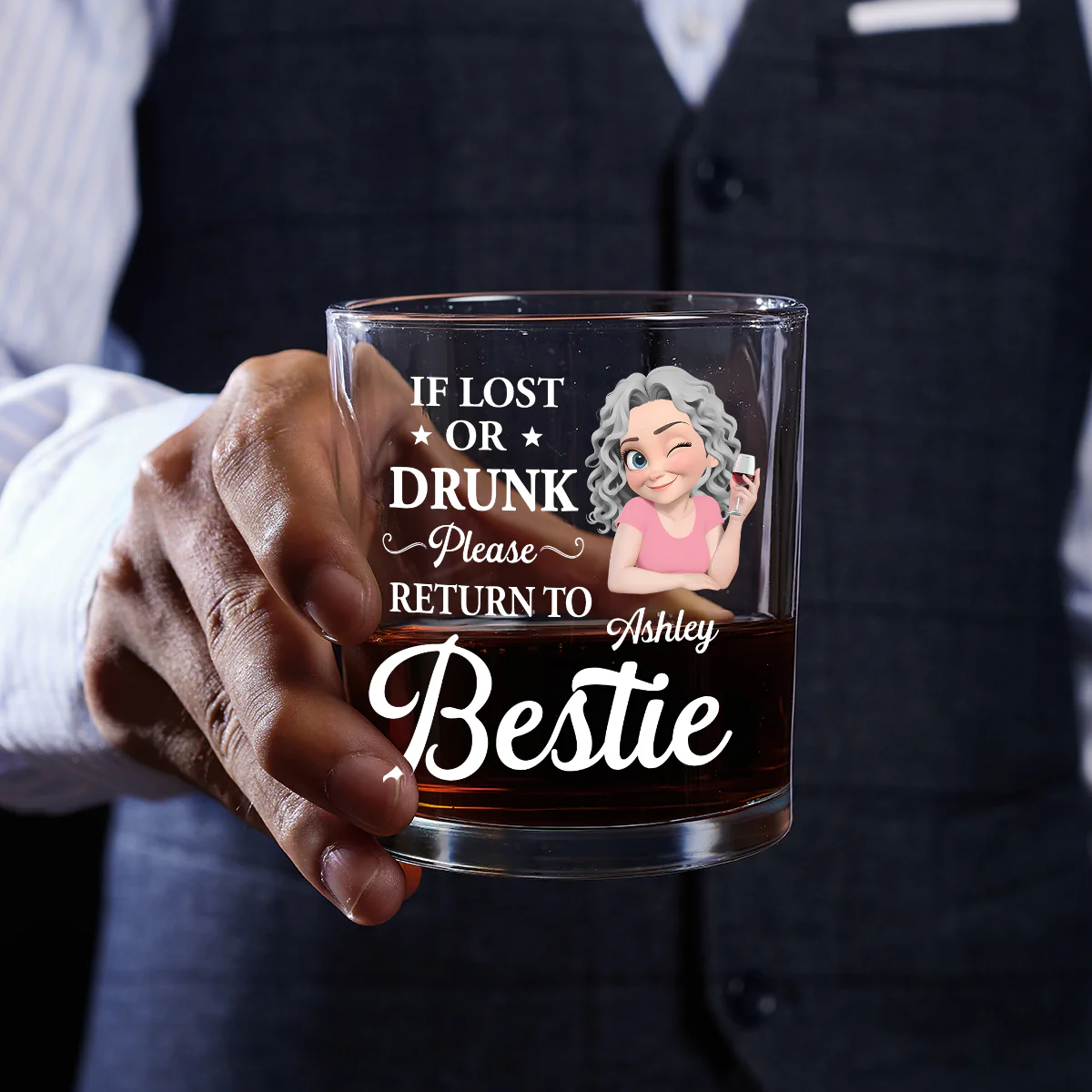 We Are Drunk Together - Personalized Round Whiskey Glass - Image 3