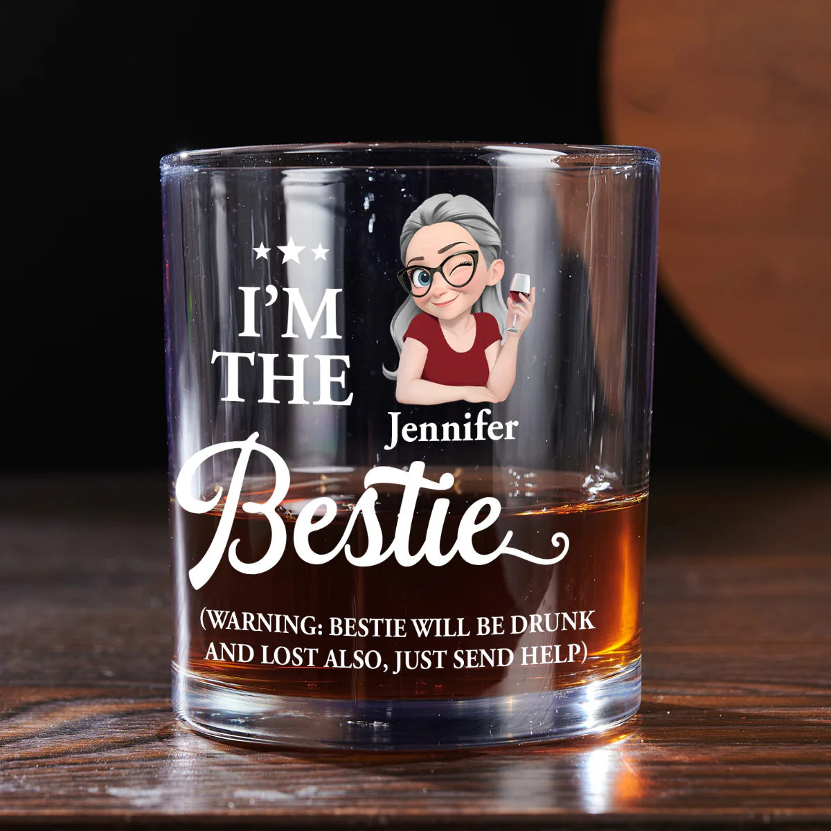 We Are Drunk Together - Personalized Round Whiskey Glass - Image 4