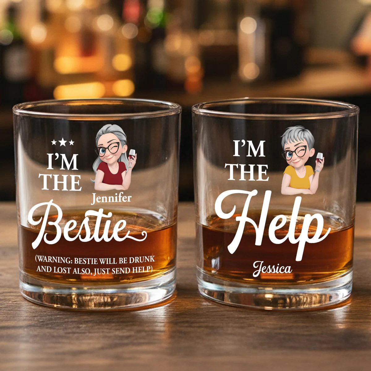 We Are Drunk Together - Personalized Round Whiskey Glass - Image 8