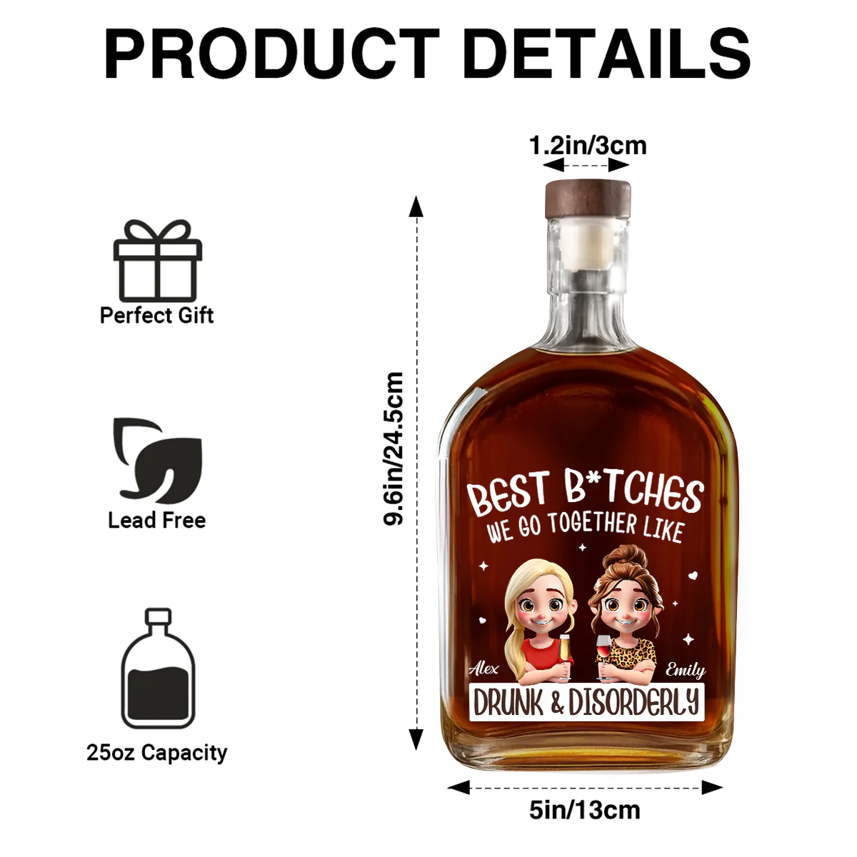 We Go Together Like Drunk And Disorderly - Personalized Whiskey Bottle - Image 6