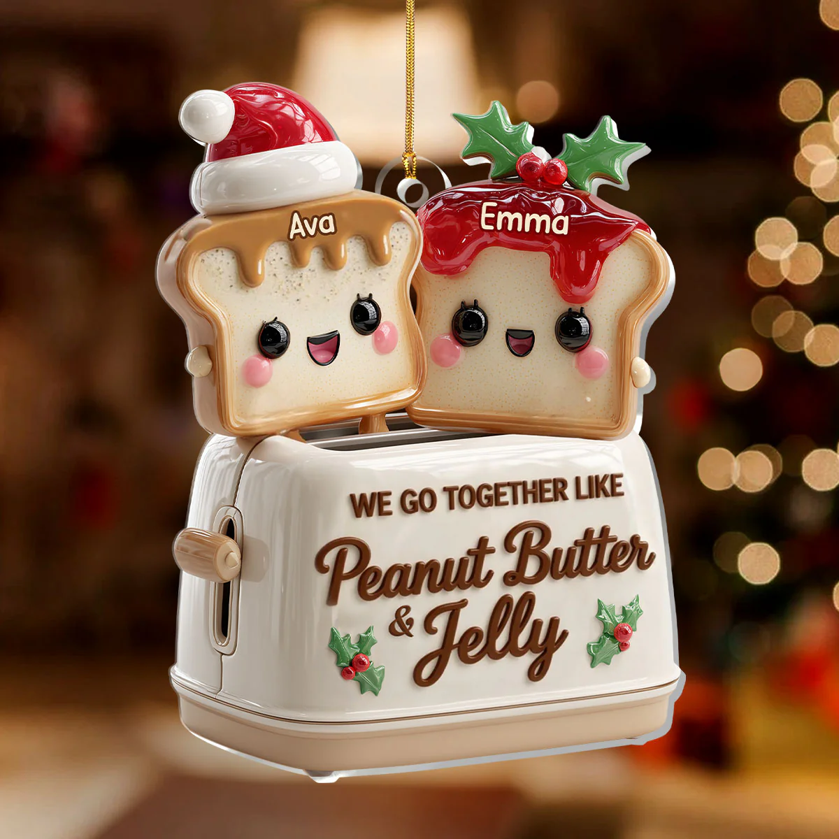We Go Together Like Peanut Butter And Jelly - Personalized 1-Layer Acrylic Ornament - Image 2