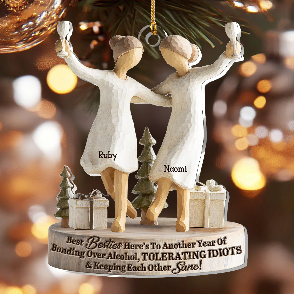 We'll Be Friends Until We're Old And Senile - Personalized 1-Layer Acrylic Ornament - Image 6
