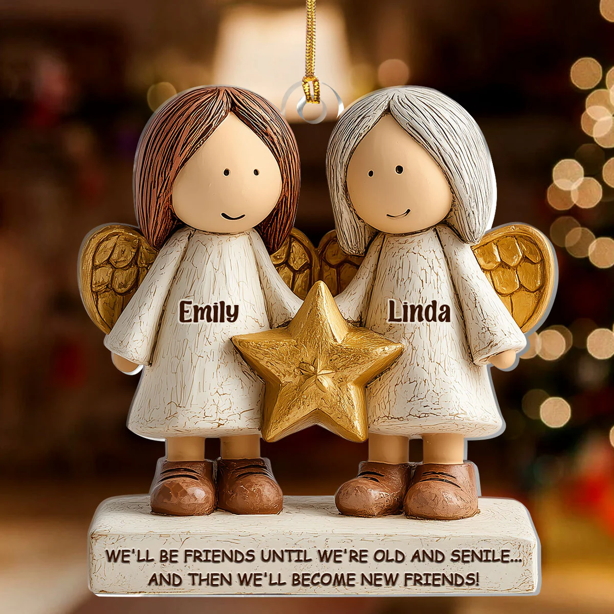 We'll Be Friends Until We're Old And Senile - Personalized 1-Layer Acrylic Ornament - Image 2