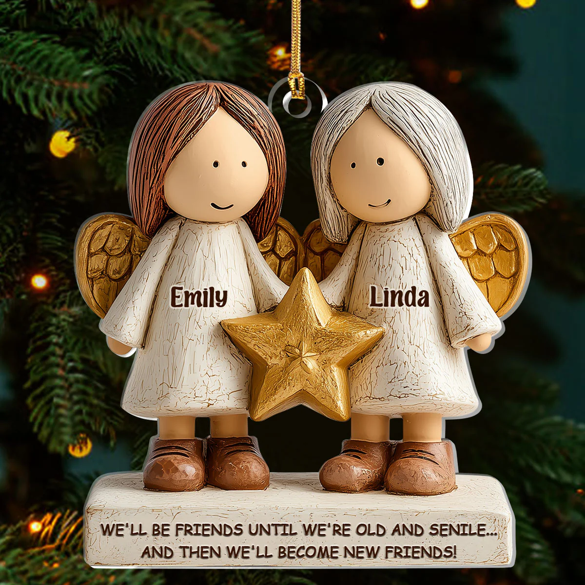 We'll Be Friends Until We're Old And Senile - Personalized 1-Layer Acrylic Ornament - Image 3
