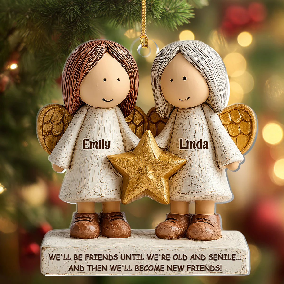 We'll Be Friends Until We're Old And Senile - Personalized 1-Layer Acrylic Ornament - Image 4