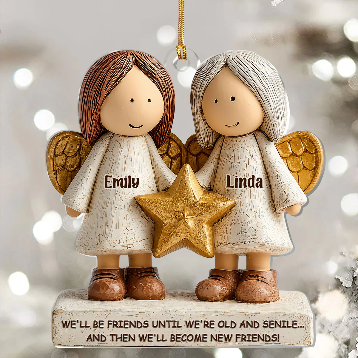We'll Be Friends Until We're Old And Senile - Personalized 1-Layer Acrylic Ornament - Image 5