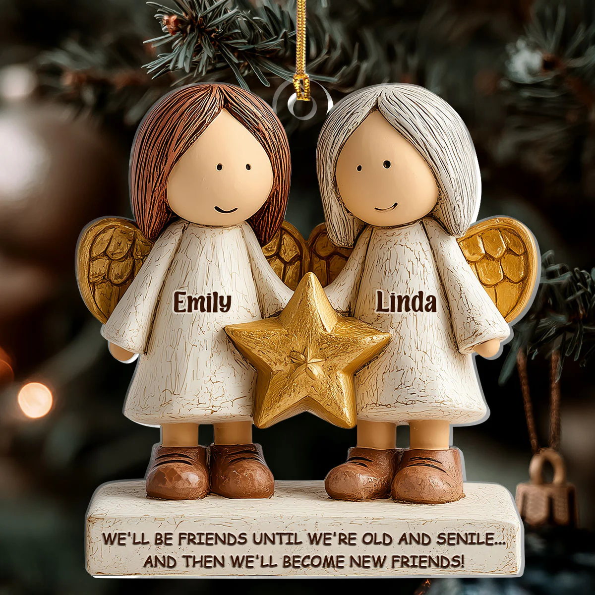 We'll Be Friends Until We're Old And Senile - Personalized 1-Layer Acrylic Ornament - Image 6