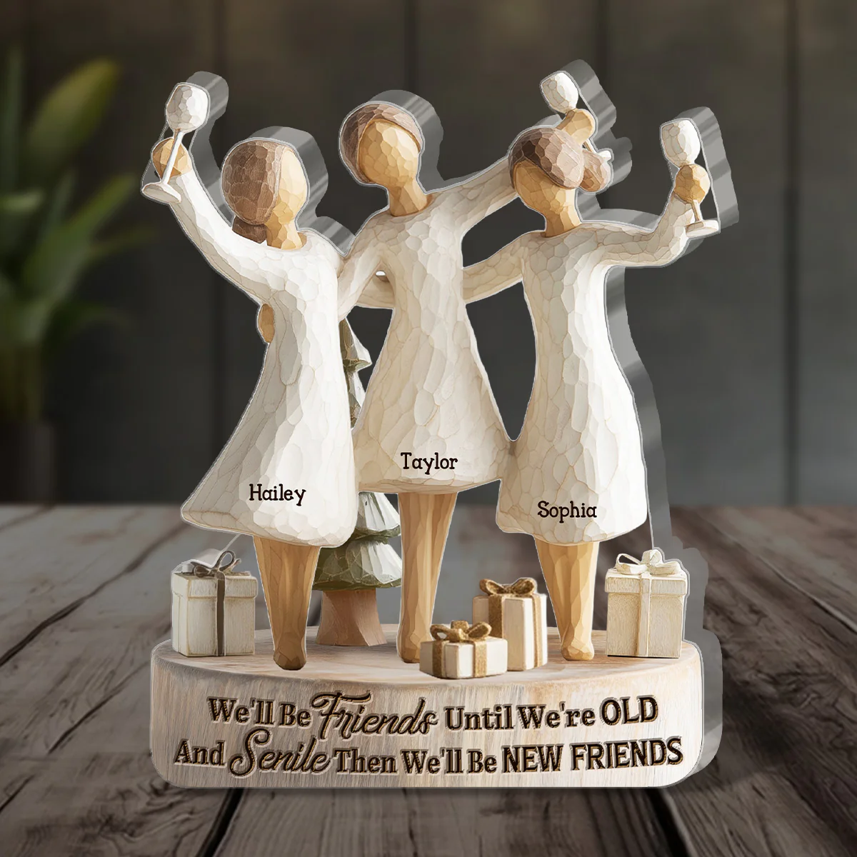 We'll Be Friends Until We're Old And Senile - Personalized Custom Shaped Squared Acrylic Plaque - Image 4