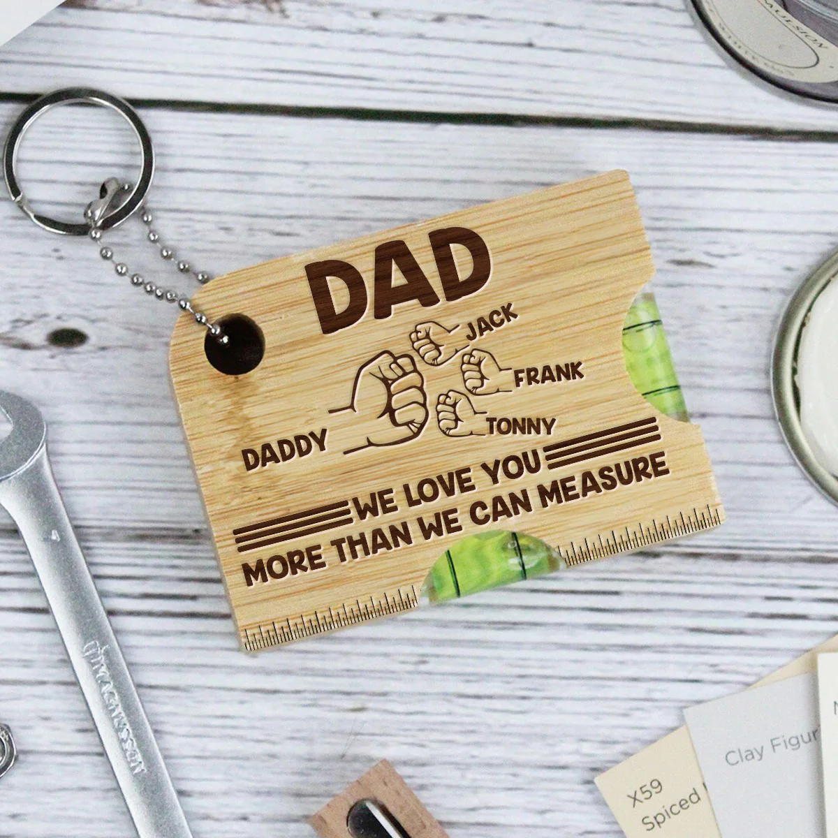 We Love You More Than We Can Measure - Personalized Spirit Level Bottle Opener Keyring - Image 5