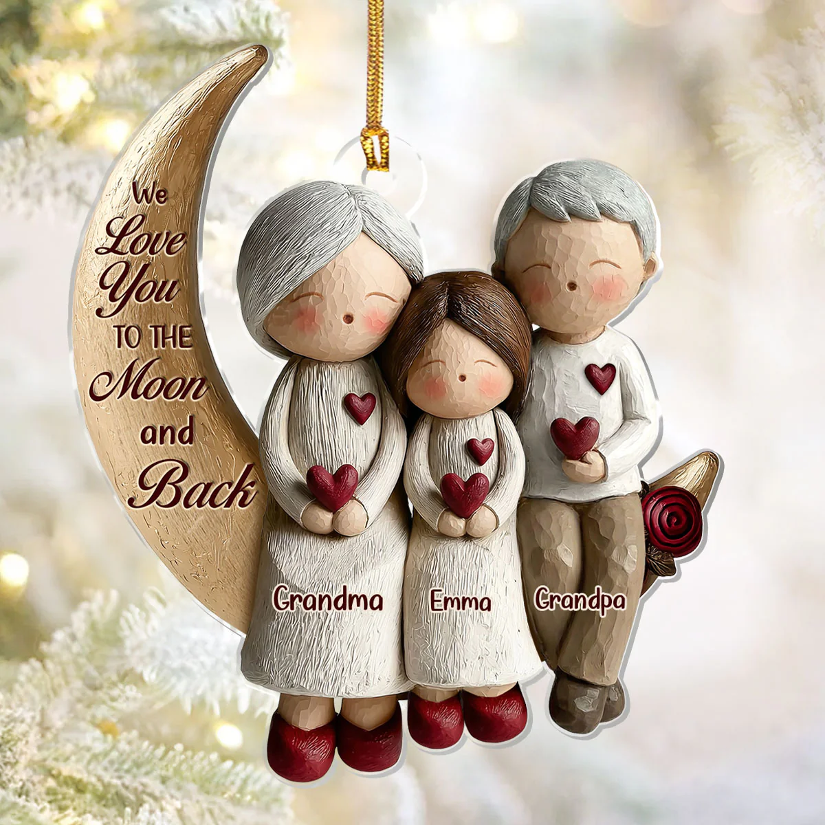 We Love You To The Moon And Back - Personalized 1-Layer Acrylic Ornament