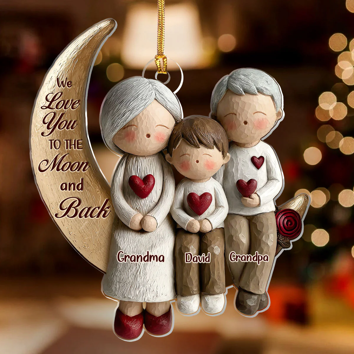 We Love You To The Moon And Back - Personalized 1-Layer Acrylic Ornament - Image 2