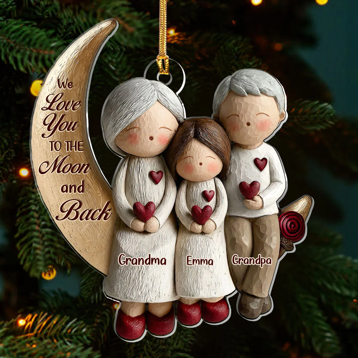 We Love You To The Moon And Back - Personalized 1-Layer Acrylic Ornament - Image 3