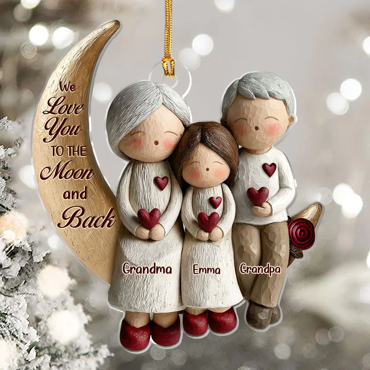 We Love You To The Moon And Back - Personalized 1-Layer Acrylic Ornament - Image 5