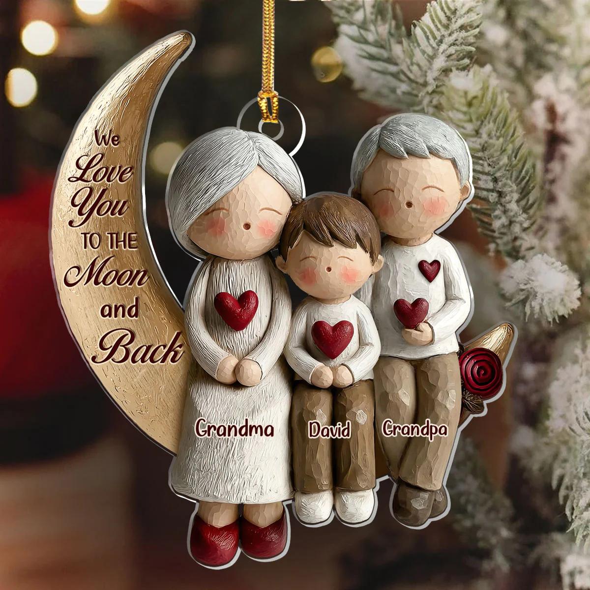 We Love You To The Moon And Back - Personalized 1-Layer Acrylic Ornament - Image 6