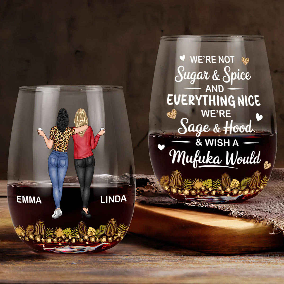 We're Sage & Hood - Personalized Stemless Wine Glass