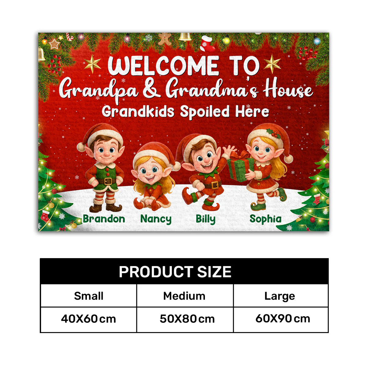 Welcome To Grandpa And Grandma's House Grandkids Spoiled Here - Personalized Doormat - Image 7