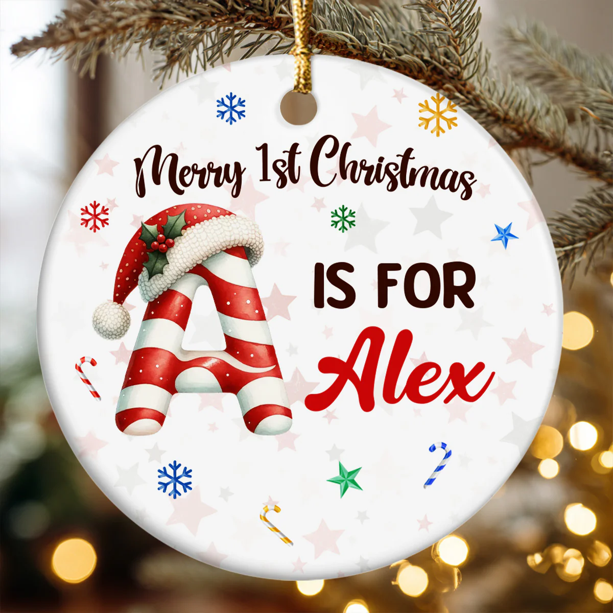 Welcome To The World - Personalized Round Shaped Ceramic Ornament - Image 4