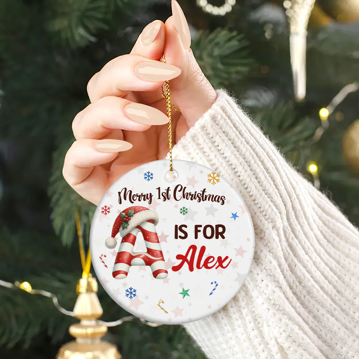 Welcome To The World - Personalized Round Shaped Ceramic Ornament - Image 5