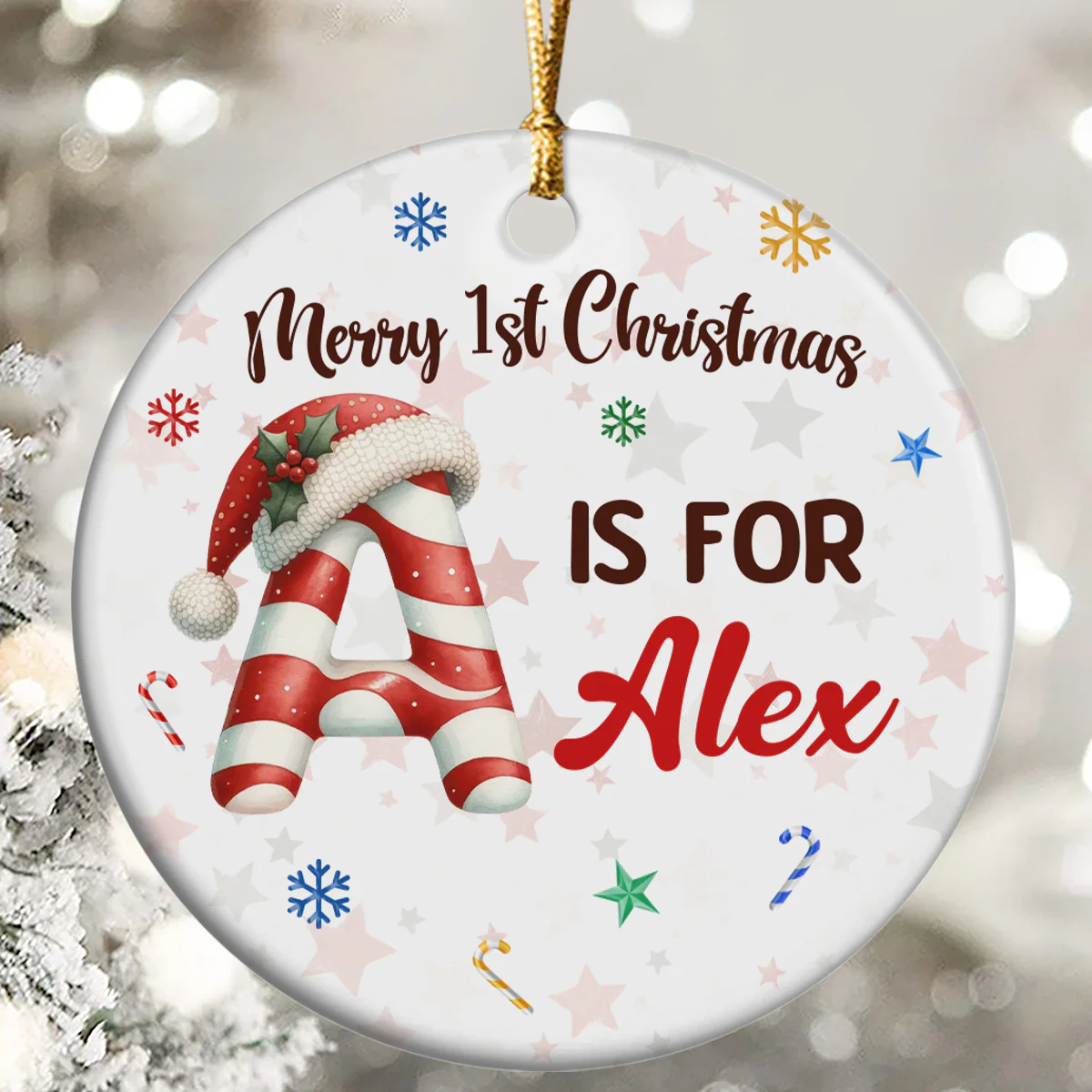 Welcome To The World - Personalized Round Shaped Ceramic Ornament - Image 7