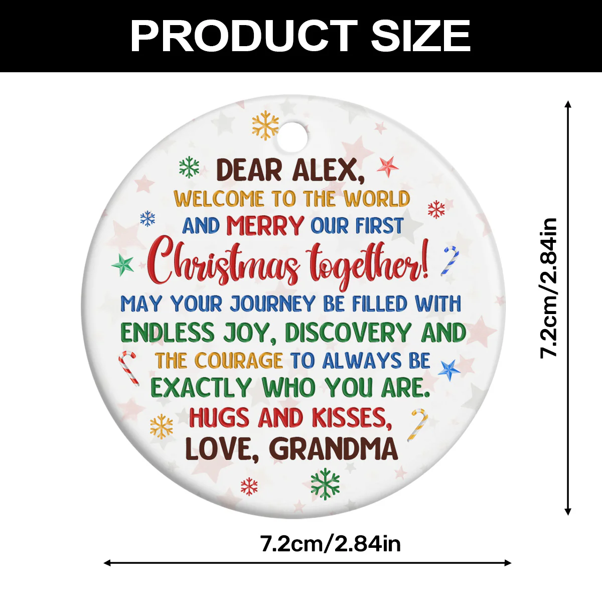 Welcome To The World - Personalized Round Shaped Ceramic Ornament - Image 8
