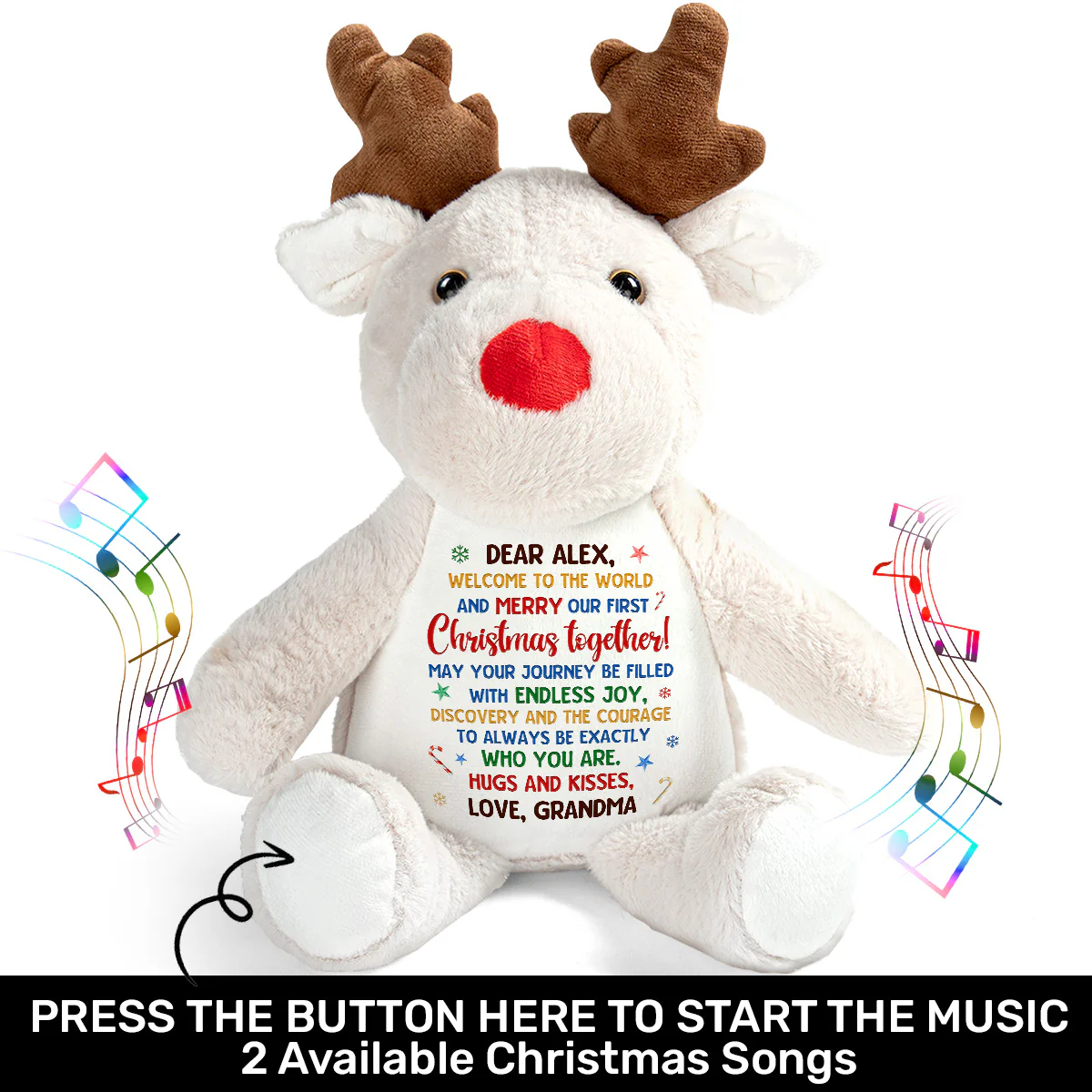 Welcome To The World - Personalized Stuffed Reindeer - Image 2