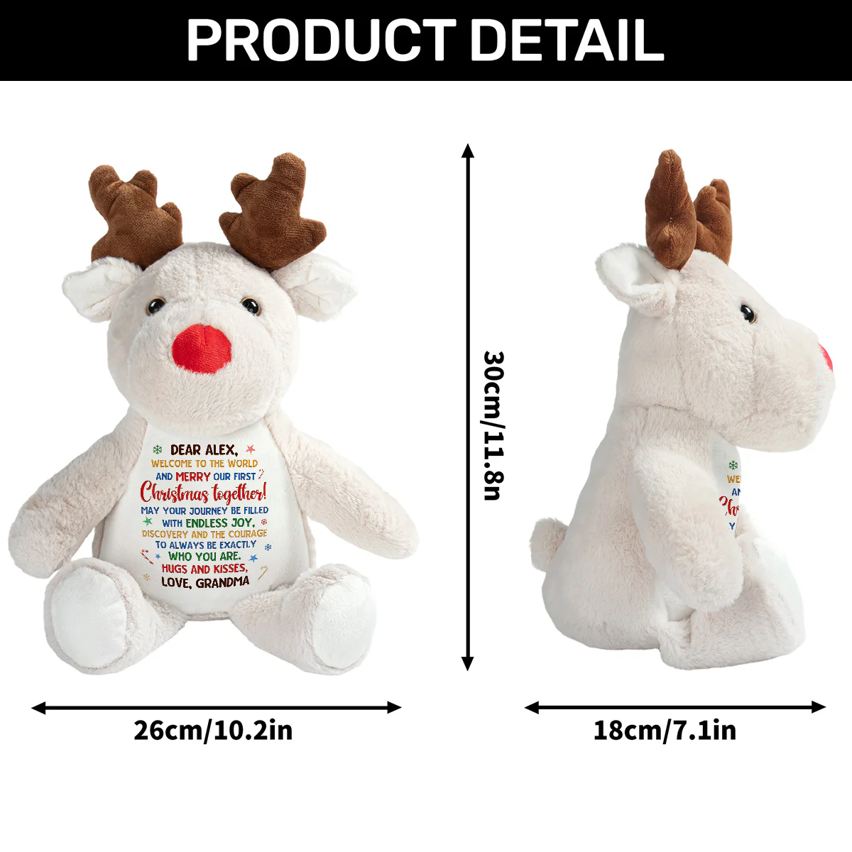 Welcome To The World - Personalized Stuffed Reindeer - Image 7
