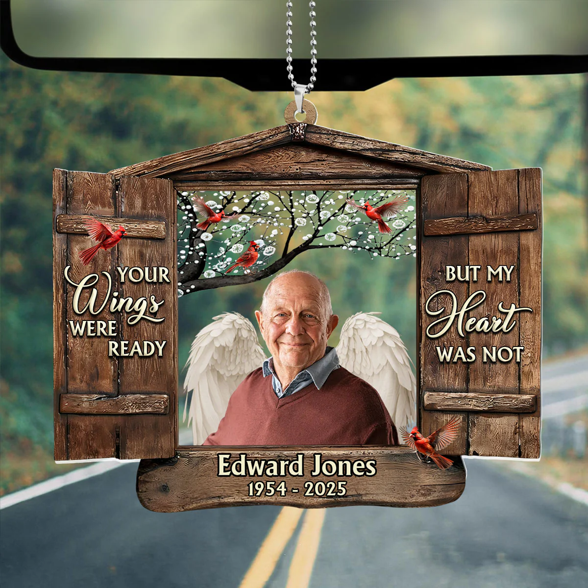When Cardinals Appear - Personalized Car Acrylic Hanging Ornament - Image 2