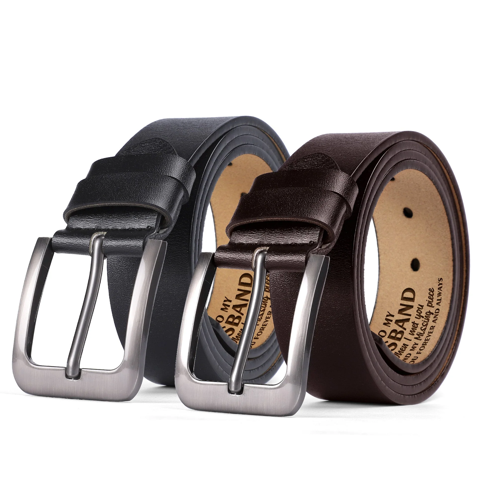 When I Met You I Found My Missing Piece - Personalized Engraved Leather Belt - Image 3