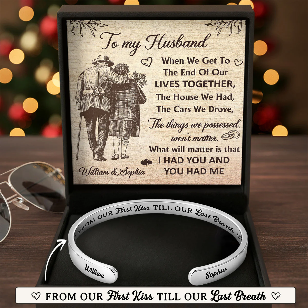 When We Get To The End Of Our Lives Together - Personalized Cuff Bangle Bracelet With Box