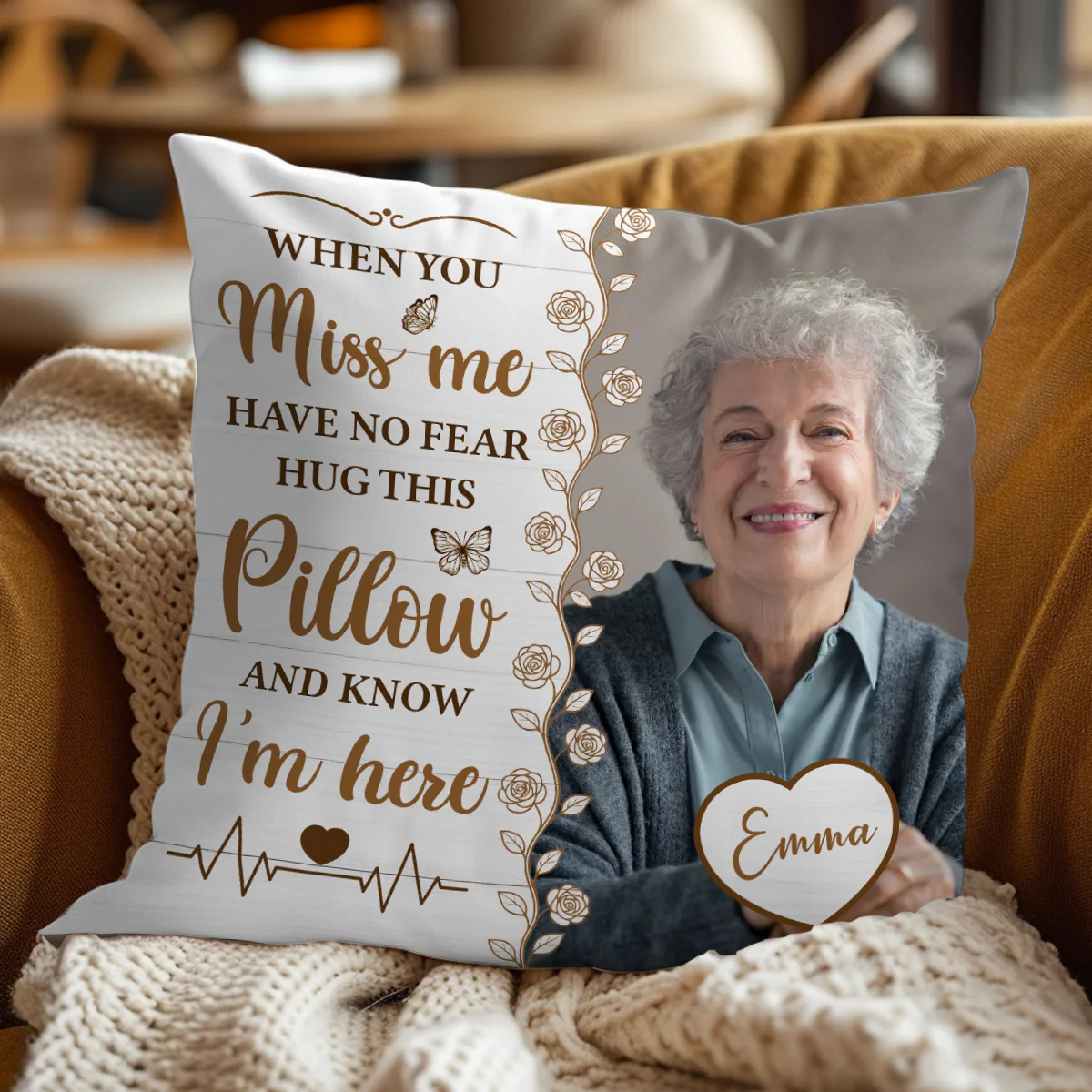 When You Miss Me Have No Fear - Personalized Crystal Velvet Pillow - Image 3