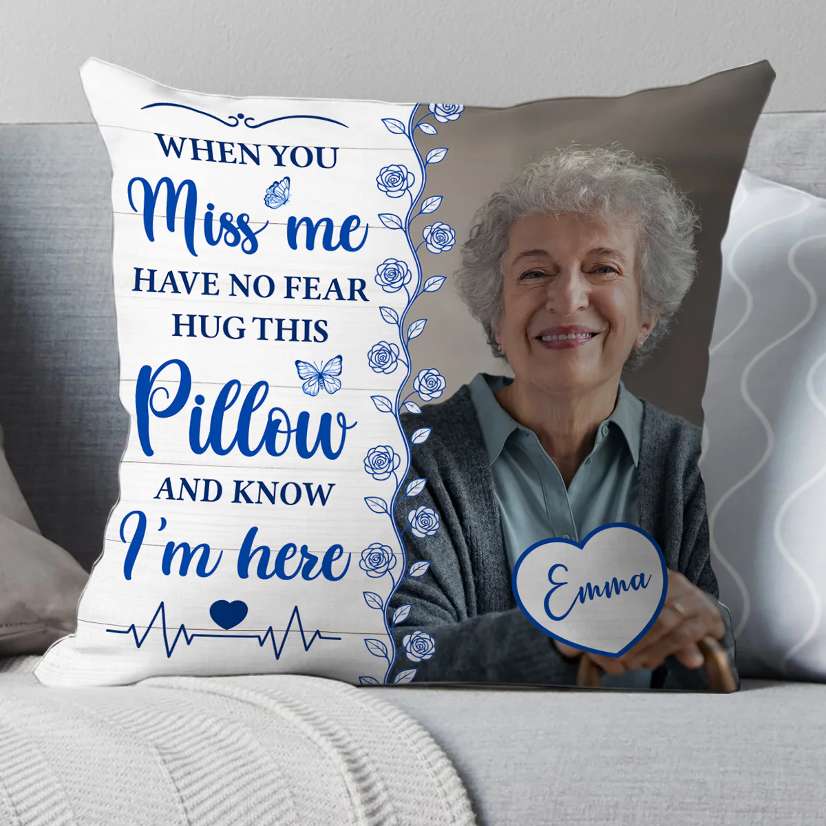 When You Miss Me Have No Fear - Personalized Crystal Velvet Pillow - Image 5