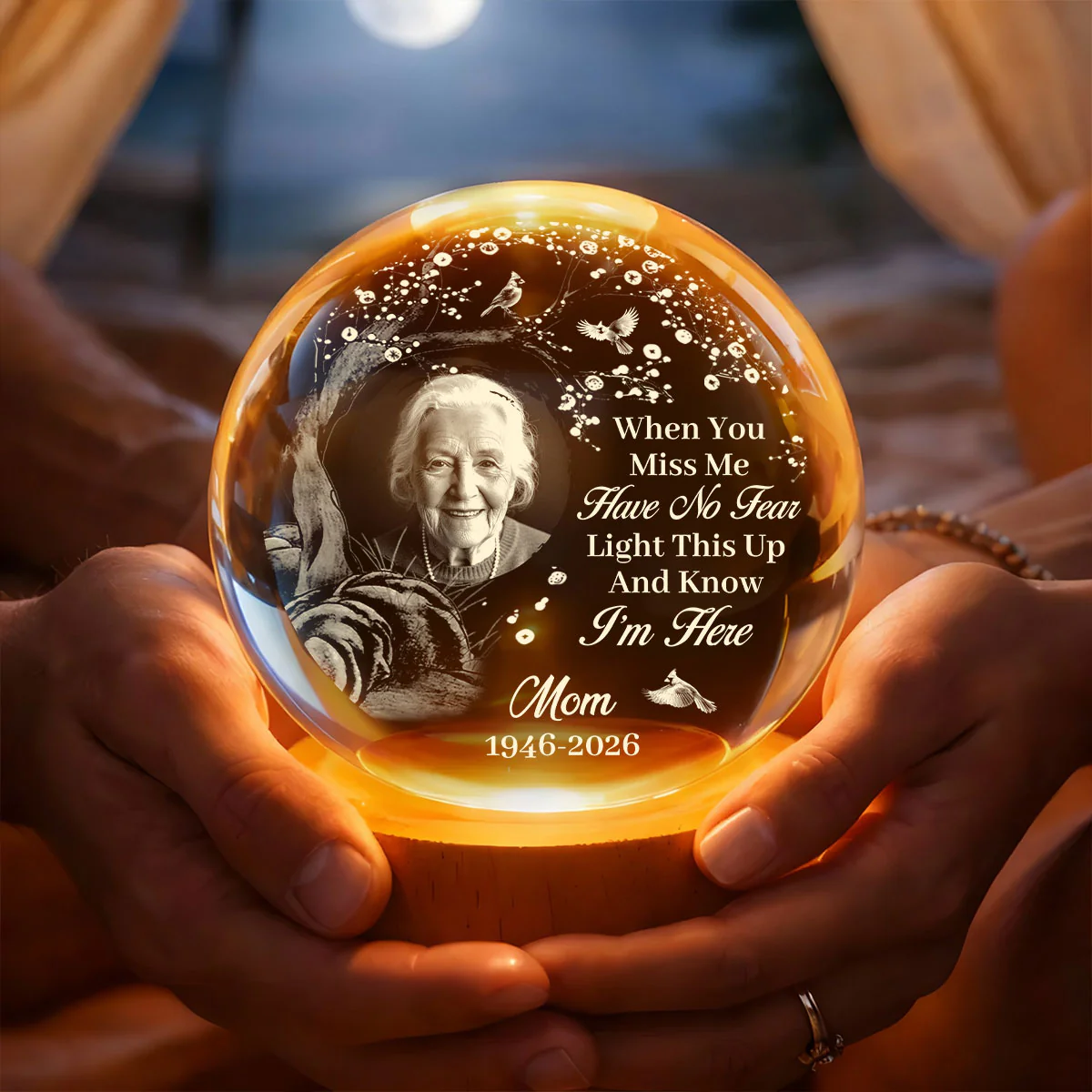 When You Miss Me Light This Up - Personalized Crystal Ball Night Light - Image 3