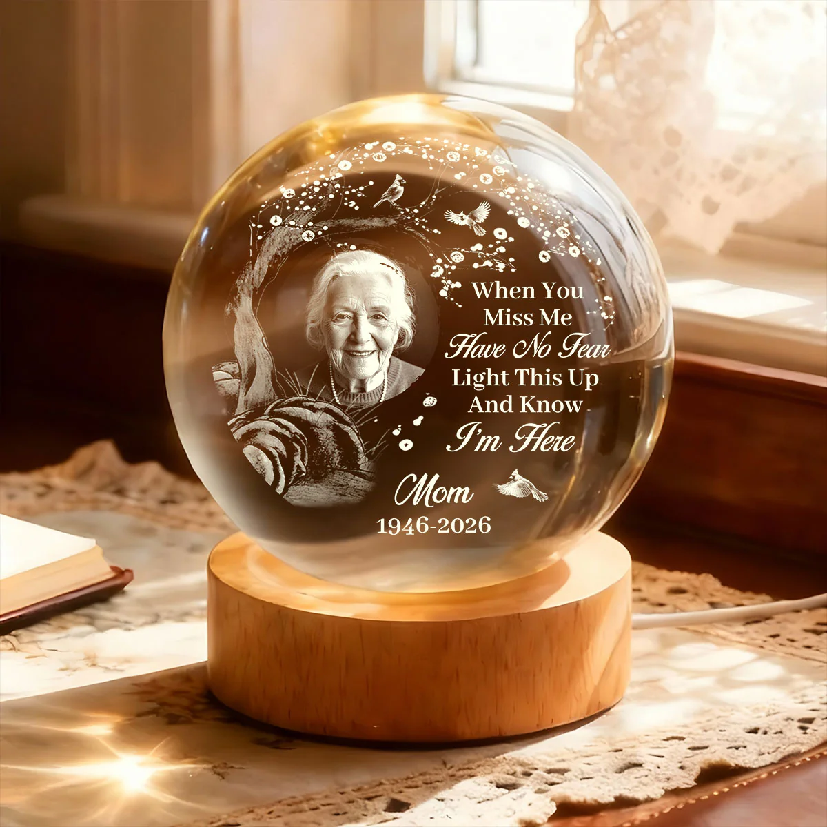 When You Miss Me Light This Up - Personalized Crystal Ball Night Light - Image 4