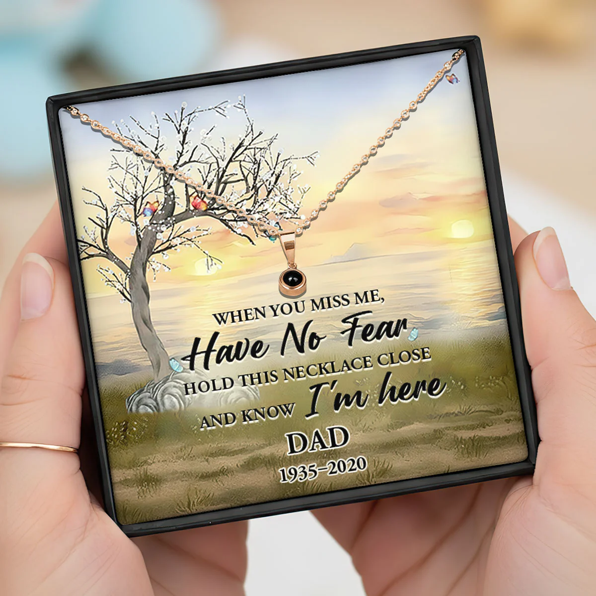When You Miss Me - Personalized Photo Projection Necklace - Image 2