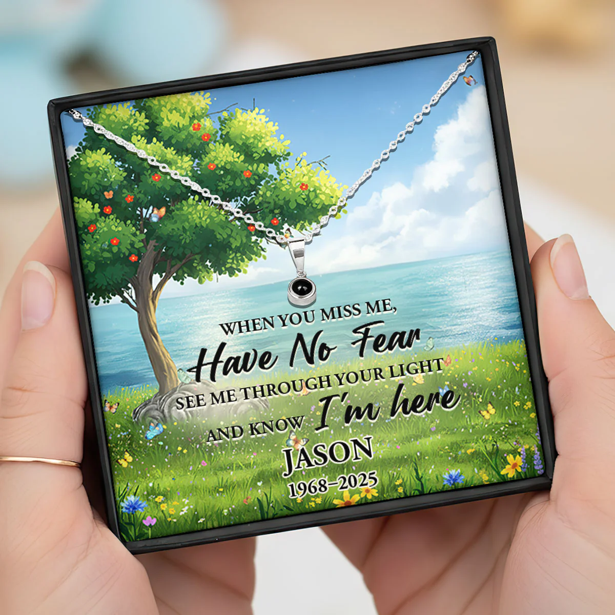 When You Miss Me - Personalized Photo Projection Necklace - Image 3