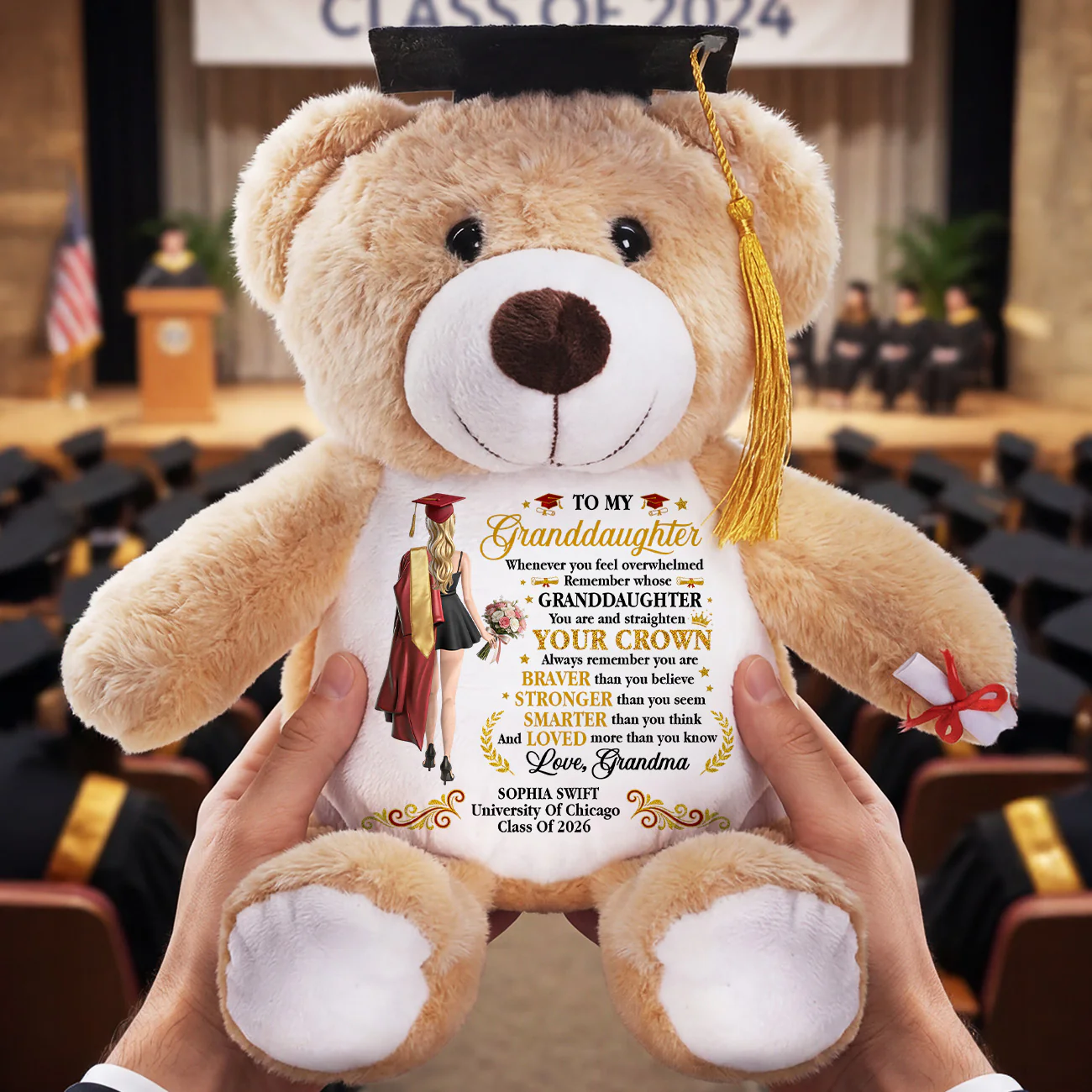 Whenever You Feel Overwhelmed - Personalized Graduation Teddy Bear - Image 4