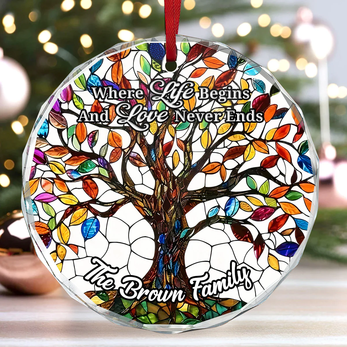 Where Life Begins - Personalized Round Shaped Glass Ornament - Image 5