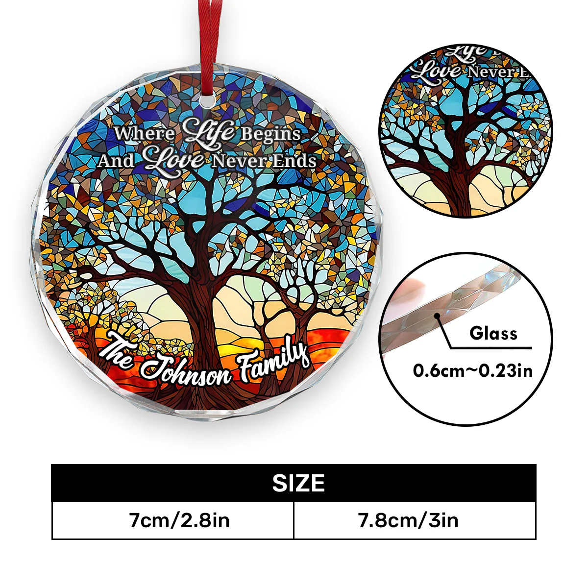 Where Life Begins - Personalized Round Shaped Glass Ornament - Image 7