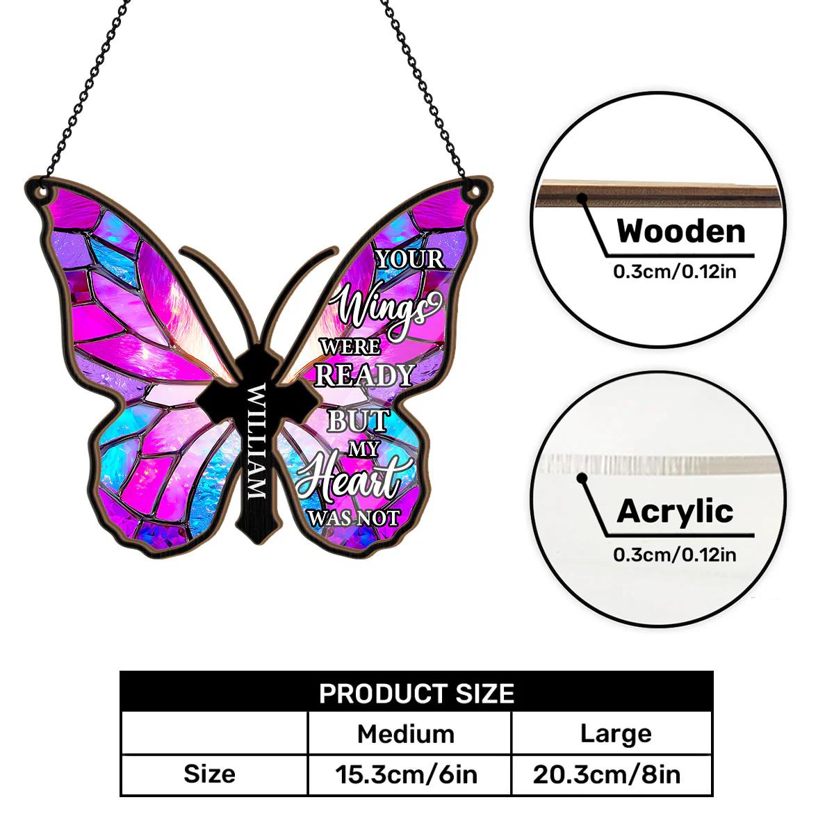 Whispered Wings - Personalized Window Hanging Suncatcher - Image 7